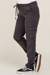 Charcoal Drawstring Maternity Cargo Pants