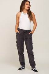 Charcoal Drawstring Maternity Cargo Pants