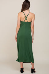 Green Sweetheart Front Cutout Maternity Maxi Dress