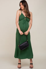 Green Sweetheart Front Cutout Maternity Maxi Dress