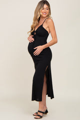 Black Sweetheart Front Cutout Maternity Maxi Dress