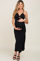 Black Sweetheart Front Cutout Maternity Maxi Dress