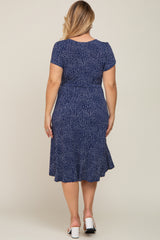 Navy Polka Dot Maternity/Nursing Plus Wrap Dress