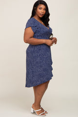 Navy Polka Dot Nursing Plus Wrap Dress