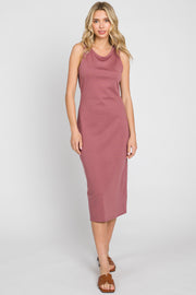 Mauve Sleeveless Back Cutout Midi Dress