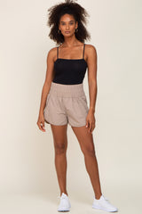 Taupe Curved Hem Active Shorts