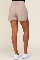 Taupe Curved Hem Active Shorts