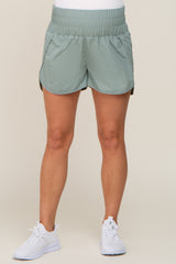 Sage Curved Hem Active Maternity Shorts