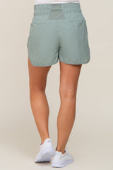 Sage Curved Hem Active Maternity Shorts