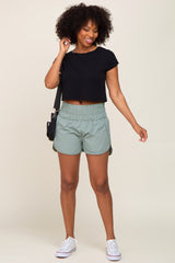 Sage Curved Hem Active Maternity Shorts