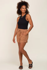 Camel Drawstring Cuffed Shorts