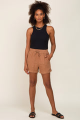 Camel Drawstring Cuffed Shorts