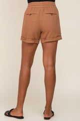 Camel Drawstring Cuffed Shorts