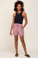 Mauve Drawstring Cuffed Shorts