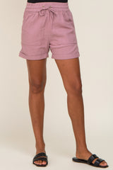 Mauve Drawstring Cuffed Shorts