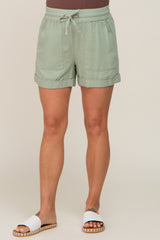 Mint Drawstring Cuffed Maternity Shorts