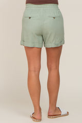 Mint Drawstring Cuffed Maternity Shorts