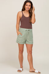 Mint Drawstring Cuffed Maternity Shorts