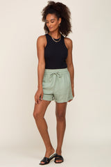 Mint Drawstring Cuffed Maternity Shorts