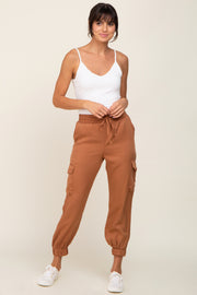 Camel Drawstring Cargo Pants