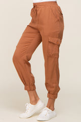 Camel Drawstring Cargo Pants