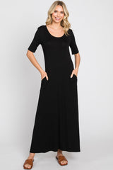 Black Scoop Neck Maxi Dress