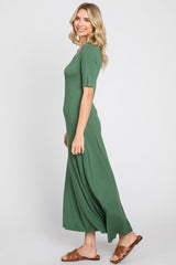 Olive Scoop Neck Maxi Dress