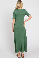 Olive Scoop Neck Maxi Dress