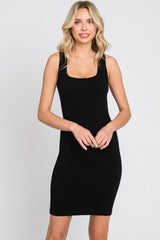 Black Sleeveless Soft Knit Basic Maternity Dress