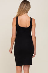 Black Sleeveless Soft Knit Basic Maternity Dress