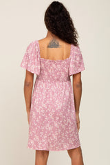 Mauve Floral Smocked Dress