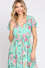 Mint Multi-Color Floral Maxi Dress