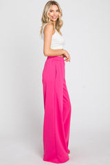 Fuchsia Wide Leg Fray Hem Long Sweatpants