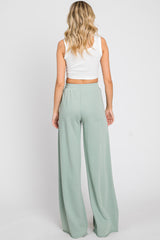 Sage Wide Leg Fray Hem Long Sweatpants