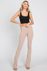 Taupe Rib Knit Flare Leggings