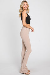 Taupe Rib Knit Flare Leggings