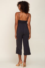 Black Sleeveless Cropped Jumpsuit