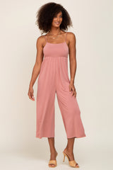 Mauve Sleeveless Cropped Maternity Jumpsuit