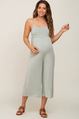 Sage Sleeveless Cropped Maternity Jumpsuit