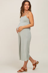 Sage Sleeveless Cropped Maternity Jumpsuit