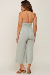 Sage Sleeveless Cropped Maternity Jumpsuit