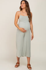 Sage Sleeveless Cropped Maternity Jumpsuit