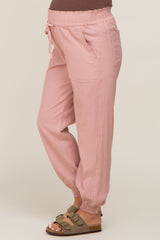 Mauve Smocked Maternity Joggers