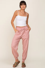 Mauve Smocked Joggers