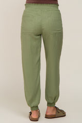 Olive Smocked Maternity Joggers