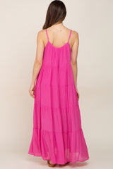 Fuchsia Tiered Maternity Maxi Dress