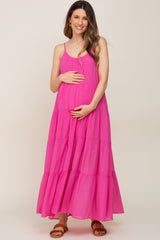 Fuchsia Tiered Maternity Maxi Dress