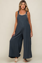 Dark Teal Pocket Front Maternity Wide Leg Jumpsuit