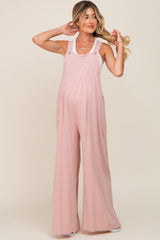 Mauve Sleeveless Wide Leg Maternity Jumpsuit