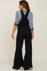 Black Denim Distressed Wide Leg Maternity Overalls